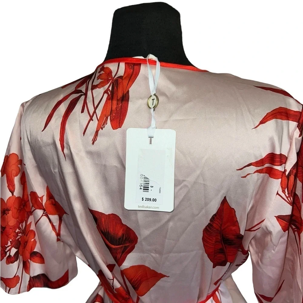 TED BAKER LONDON | Melanie Fantasia Floral Kimono Satin  wrap blouse  | Small - Picture 6 of 9